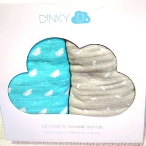 NWT Dinky D Soft Organic Swaddle Blankets 100% Cotton Organic 47" x 47"